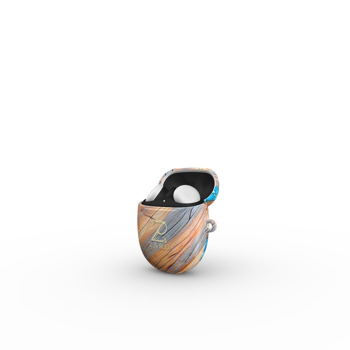 Google Pixel Buds Tough Case: Azure Flow Rustic Timber