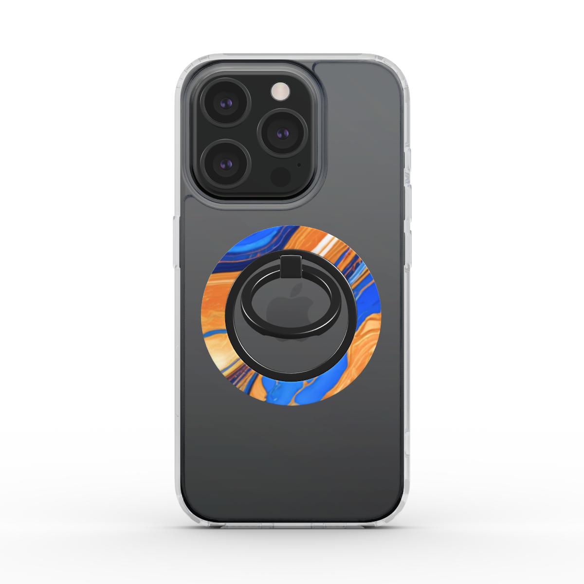 Phone Ring Holder: Sapphire Orange Marble
