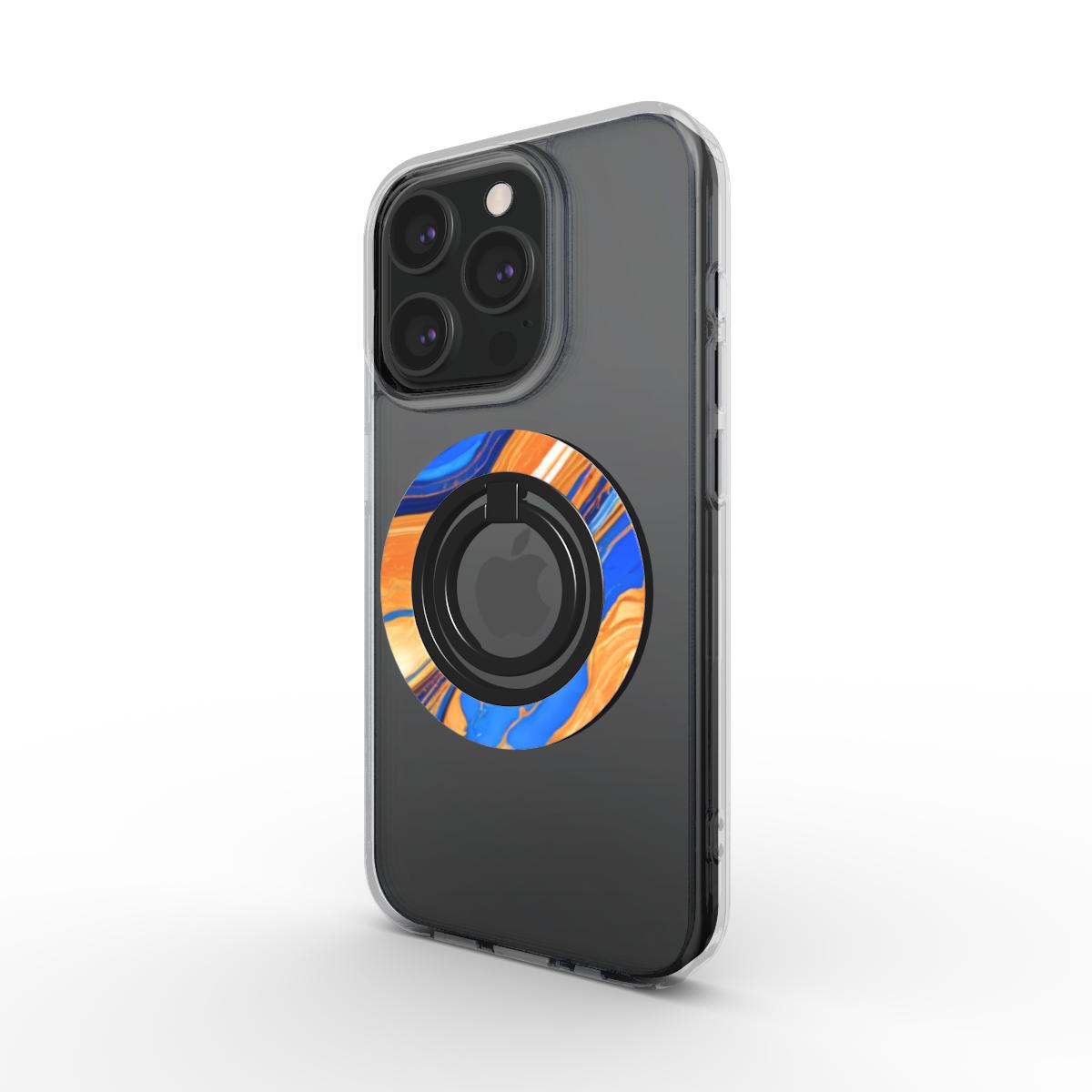 Phone Ring Holder: Sapphire Orange Marble