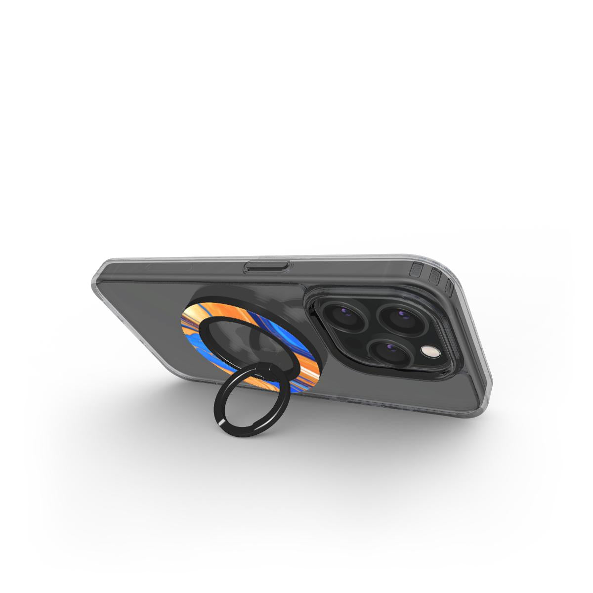 Phone Ring Holder: Sapphire Orange Marble