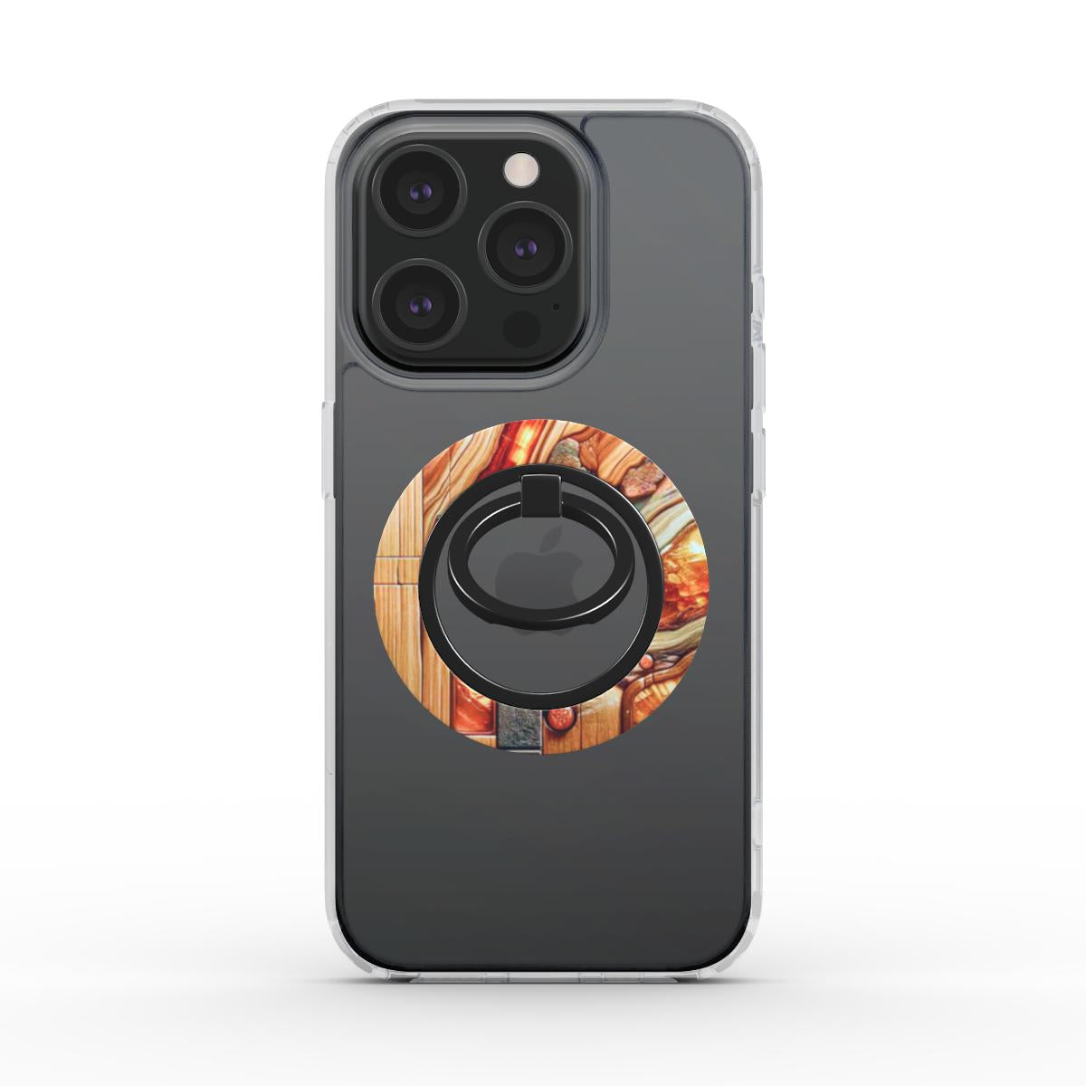 Phone Ring Holder: Amber Mosaic Timber