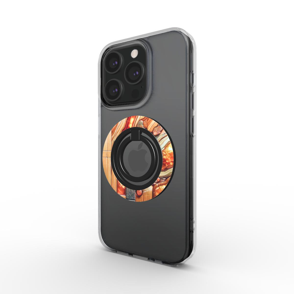 Phone Ring Holder: Amber Mosaic Timber