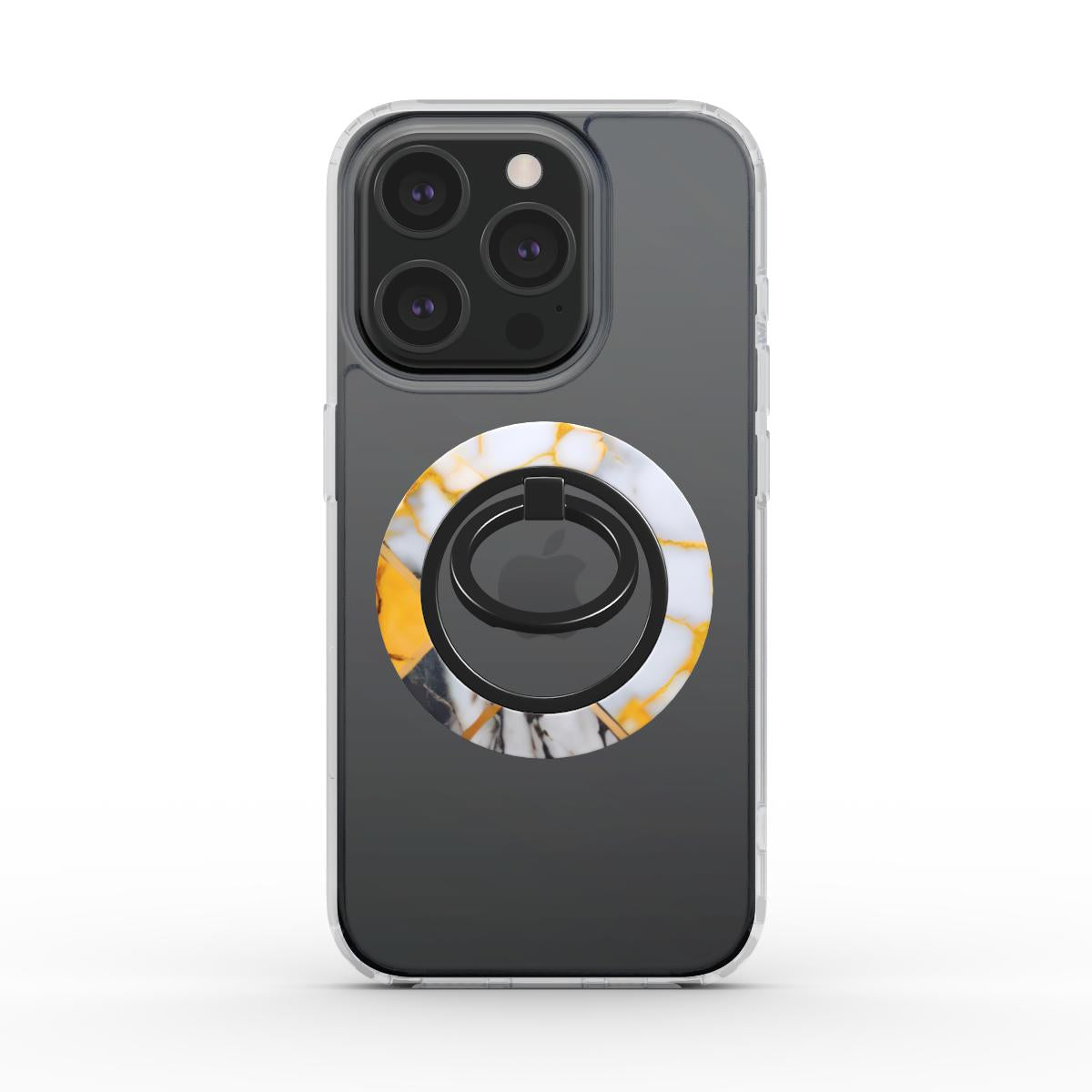 Phone Ring Holder: Yellow Grayscale Struct Marble