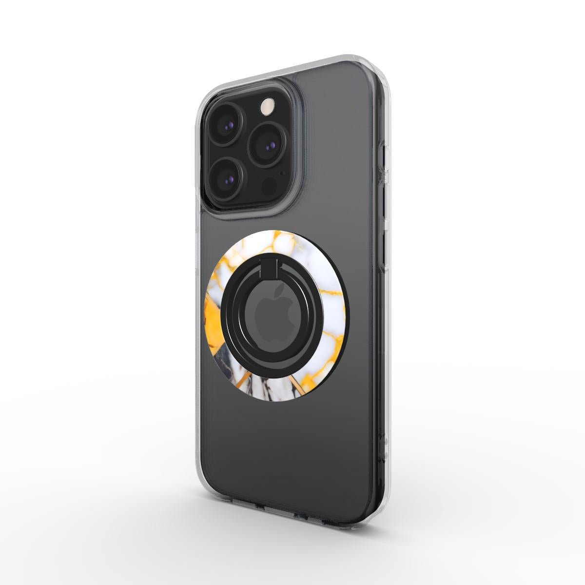 Phone Ring Holder: Yellow Grayscale Struct Marble