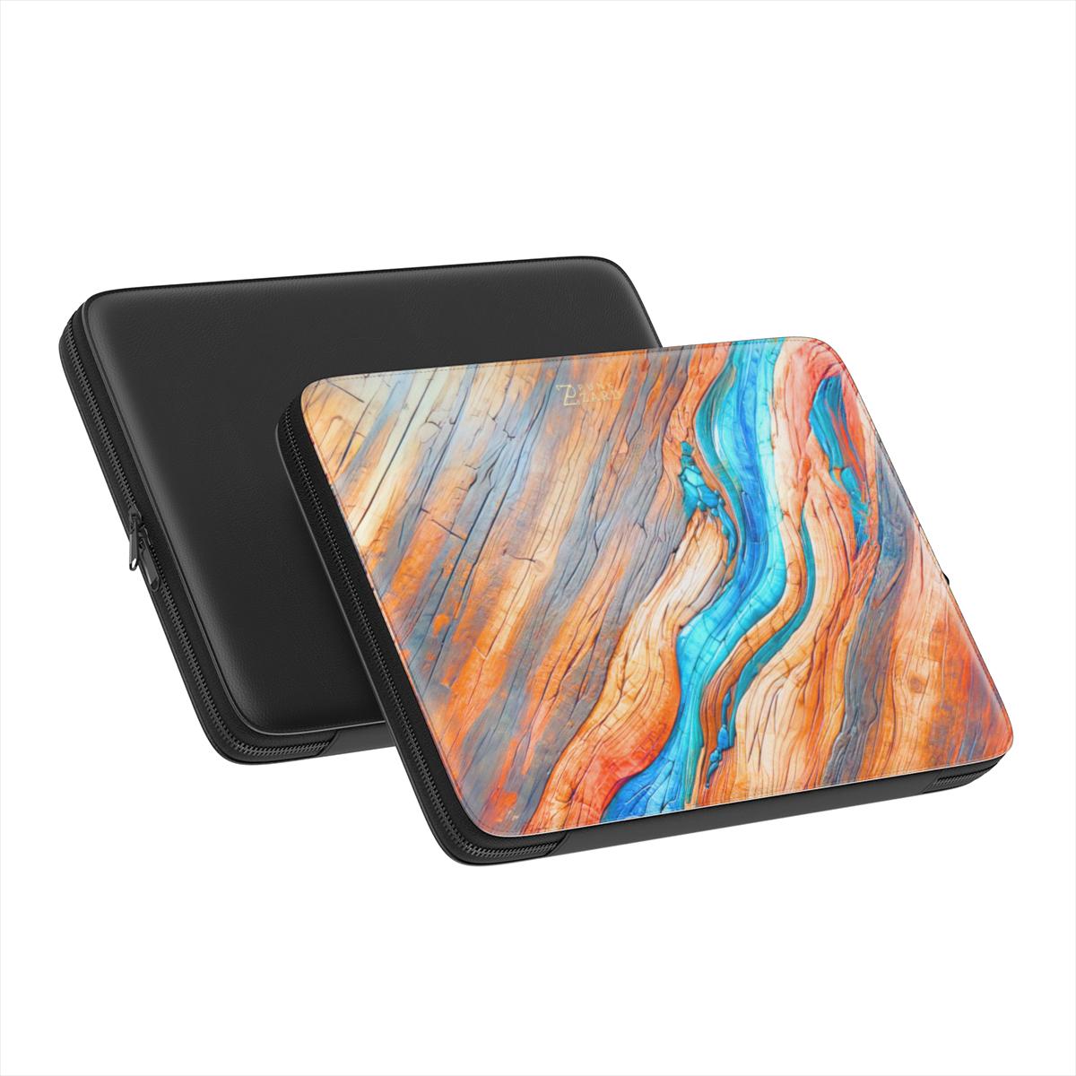 Laptop Sleeve: Azure Flow Rustic Timber