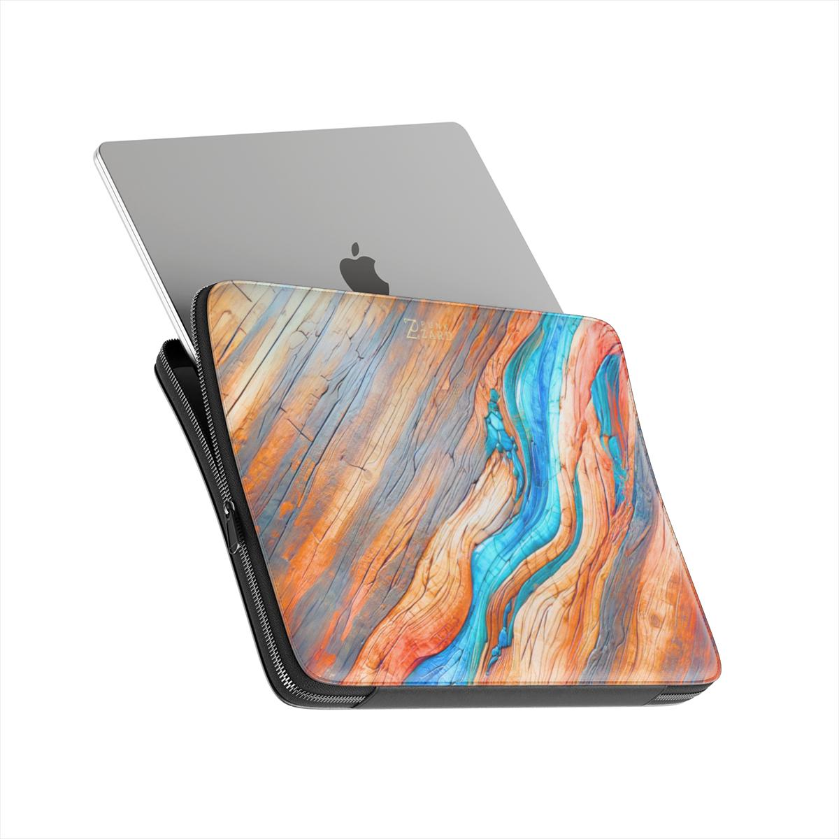 Laptop Sleeve: Azure Flow Rustic Timber