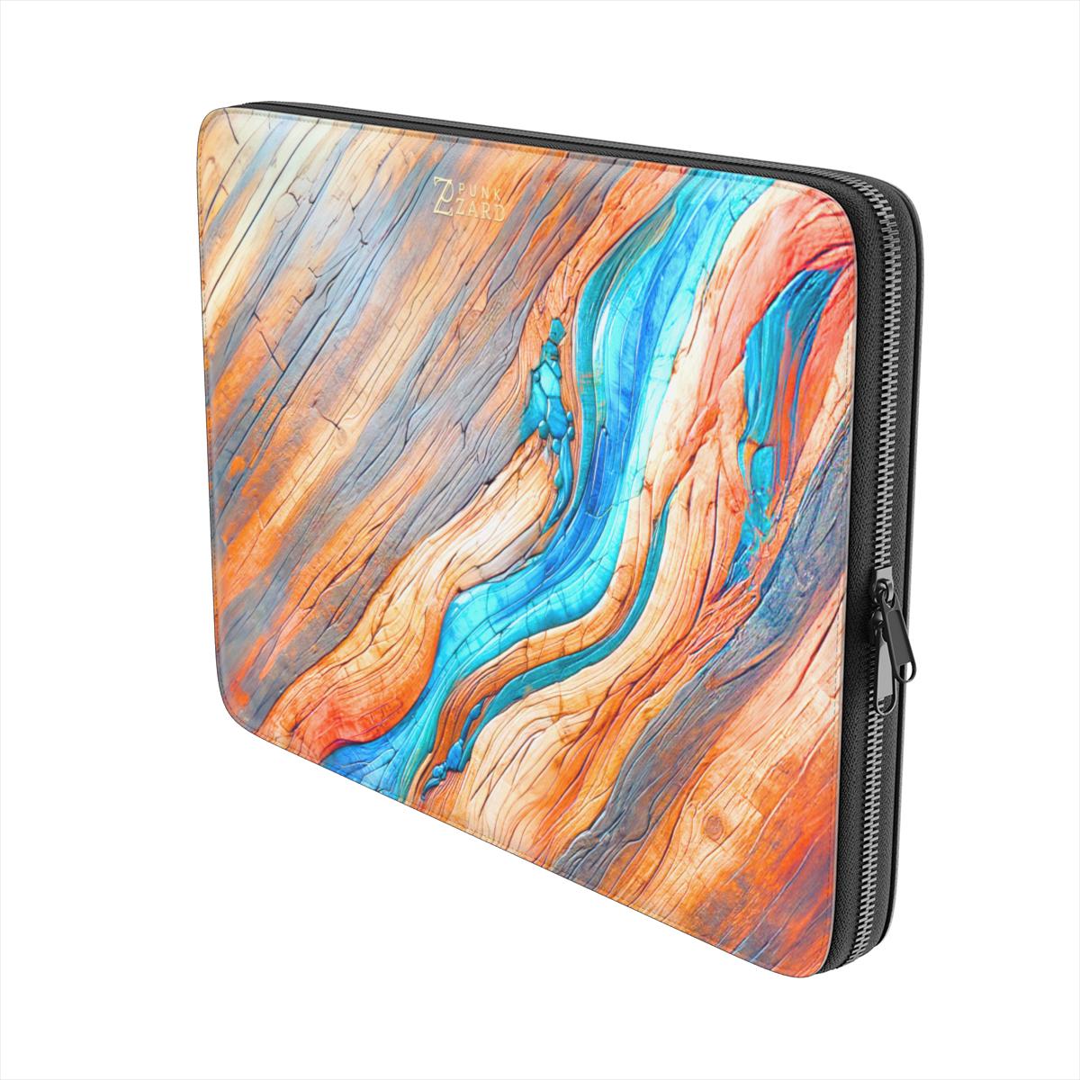 Laptop Sleeve: Azure Flow Rustic Timber