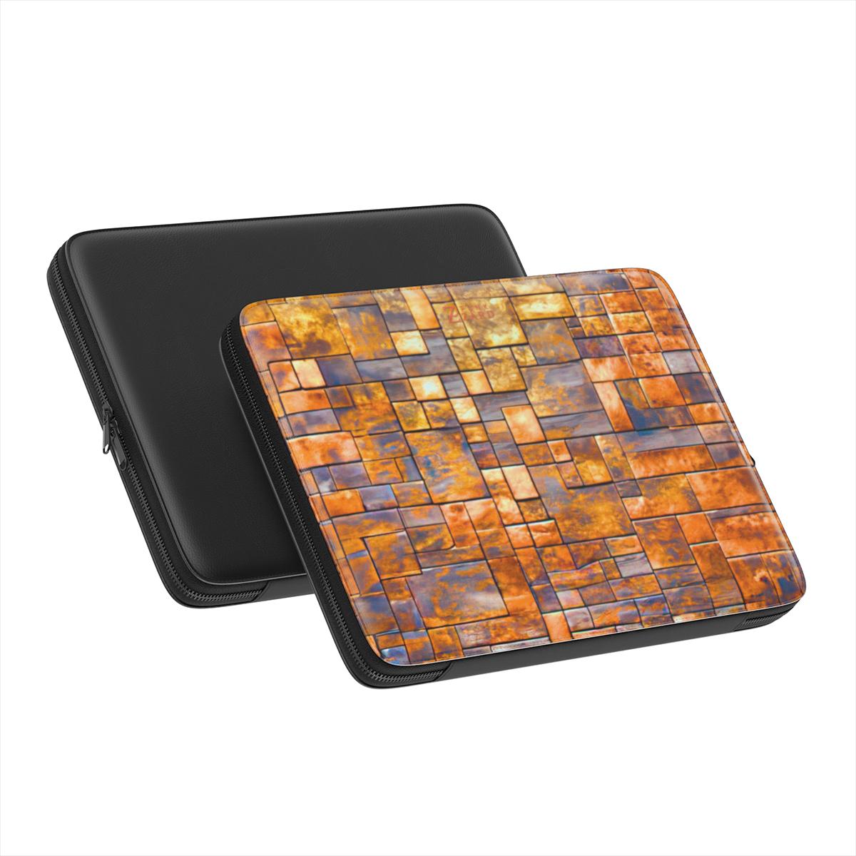 Laptop Sleeve: Brass Rustic Blocks