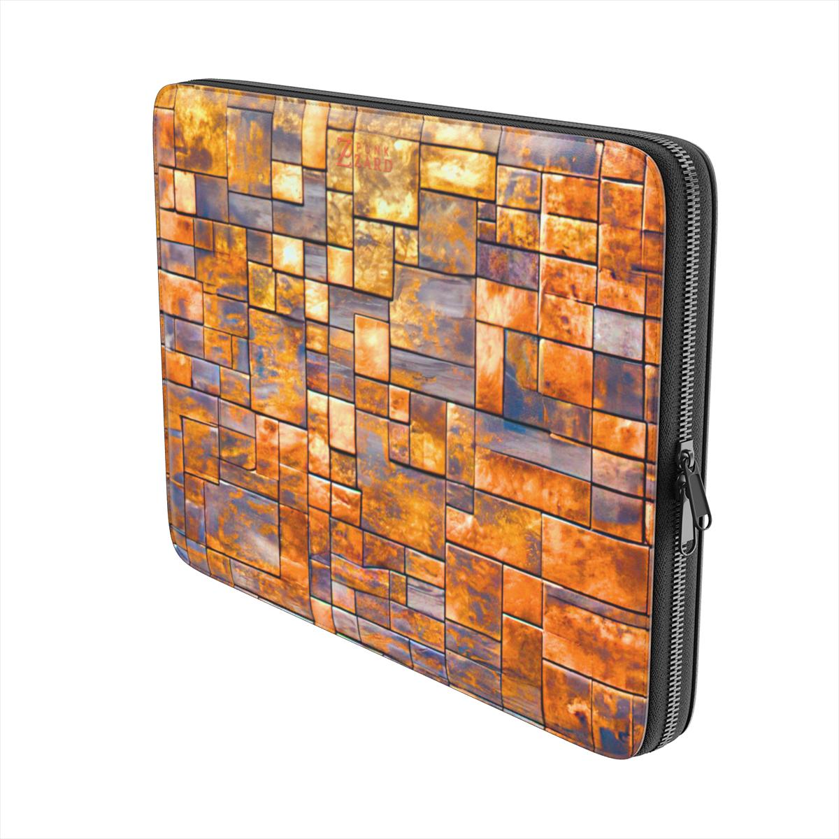 Laptop Sleeve: Brass Rustic Blocks
