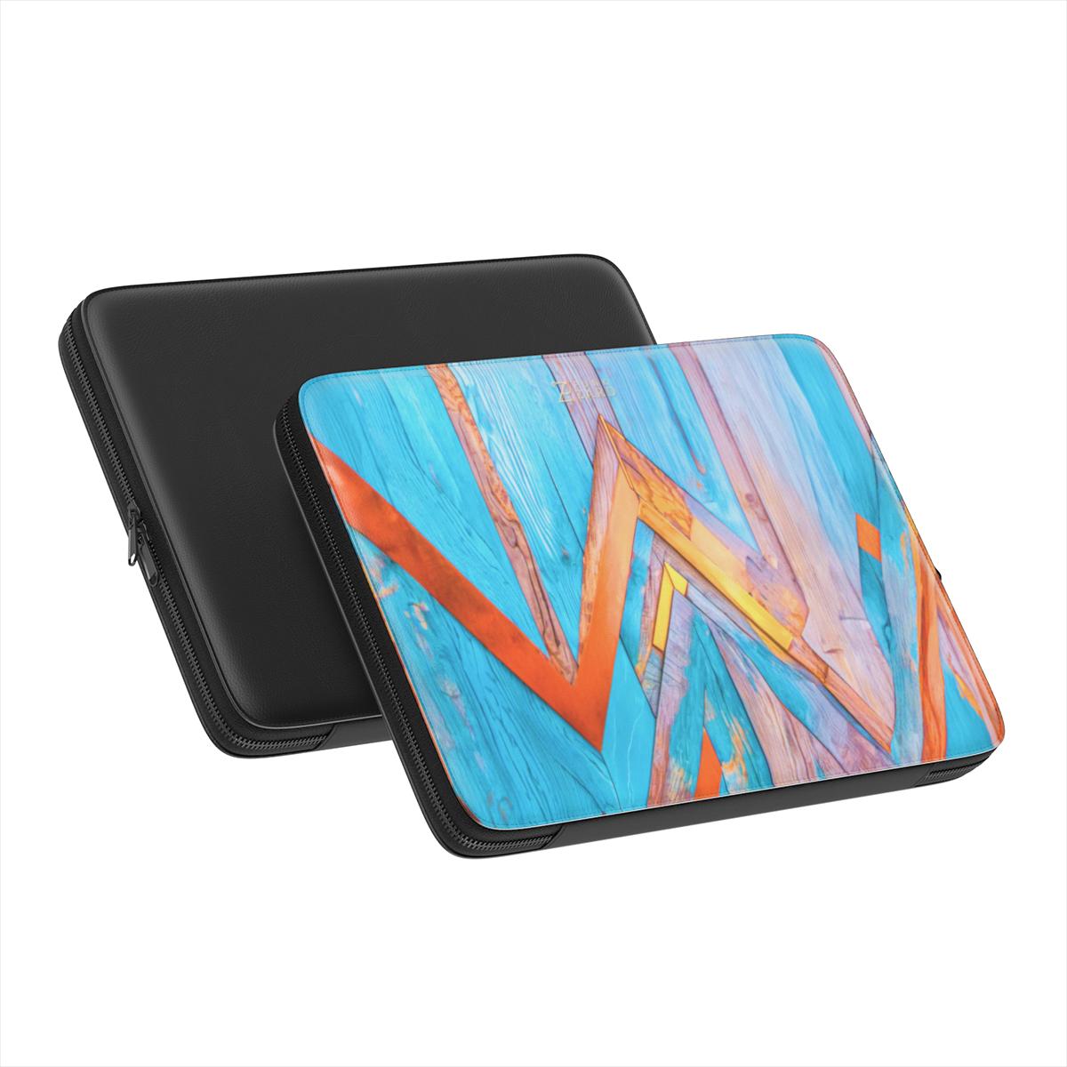 Laptop Sleeve: Turquoise Rustic Wood