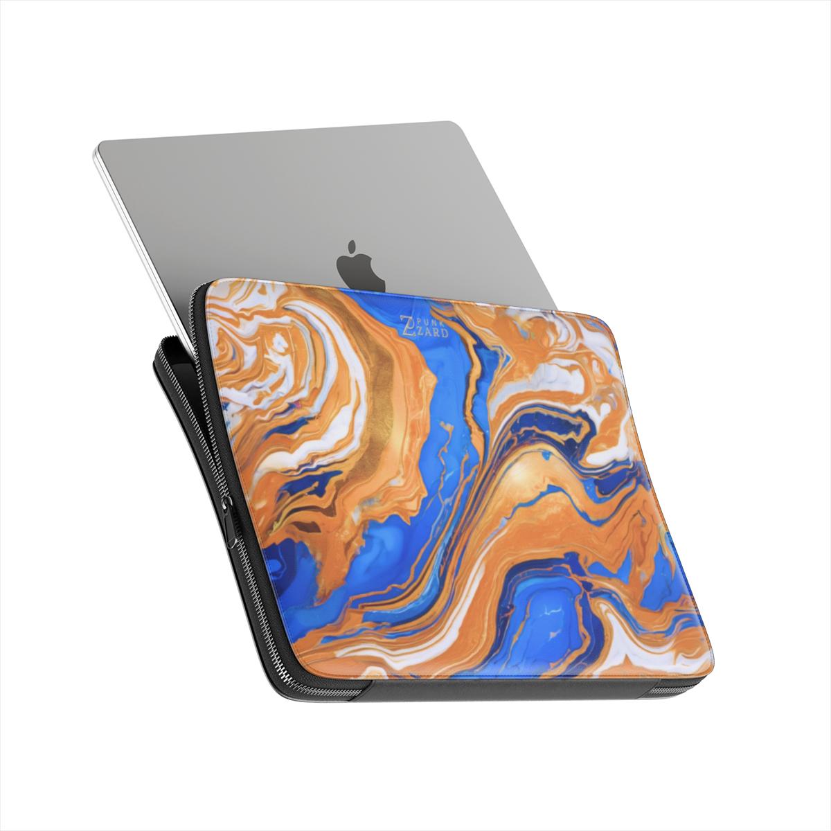 Laptop Sleeve: Sapphire Orange Marble