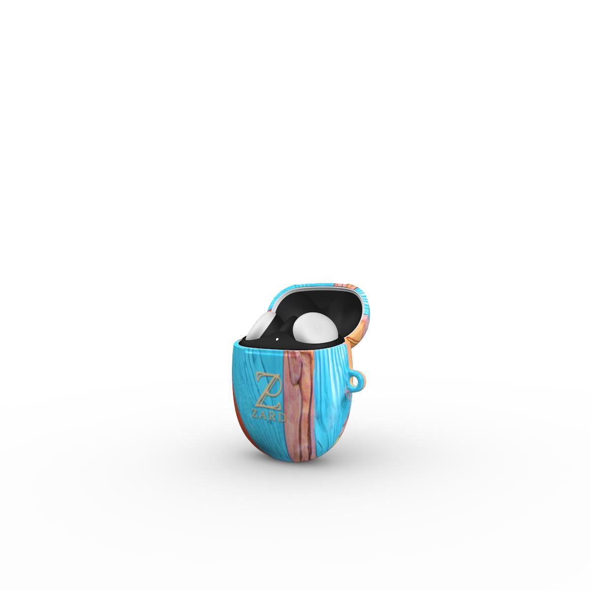 Google Pixel Buds Tough Case: Turquoise Rustic Wood